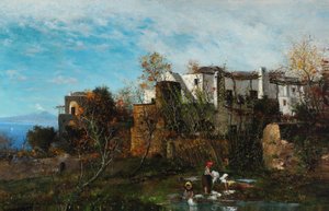 Washerwomen in Front of the Village